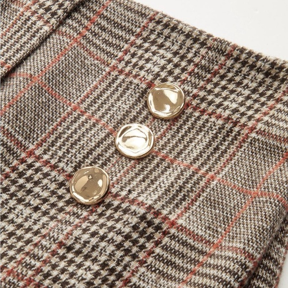 Commense Checkered Wide-Leg Pants - Brown and Black - Picture 3 of 4